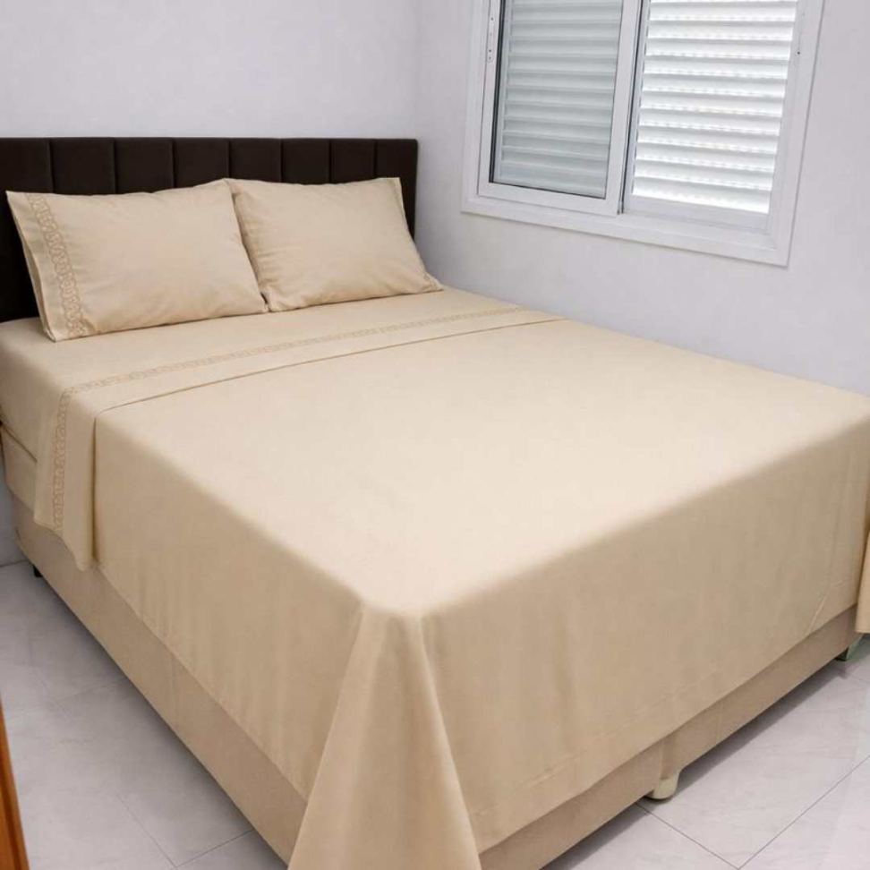 Jogo de Lençol Premium Bordado Casal - Queen e King Toque Macio Elegante e Confortável – 3 e 4 Peças - #13