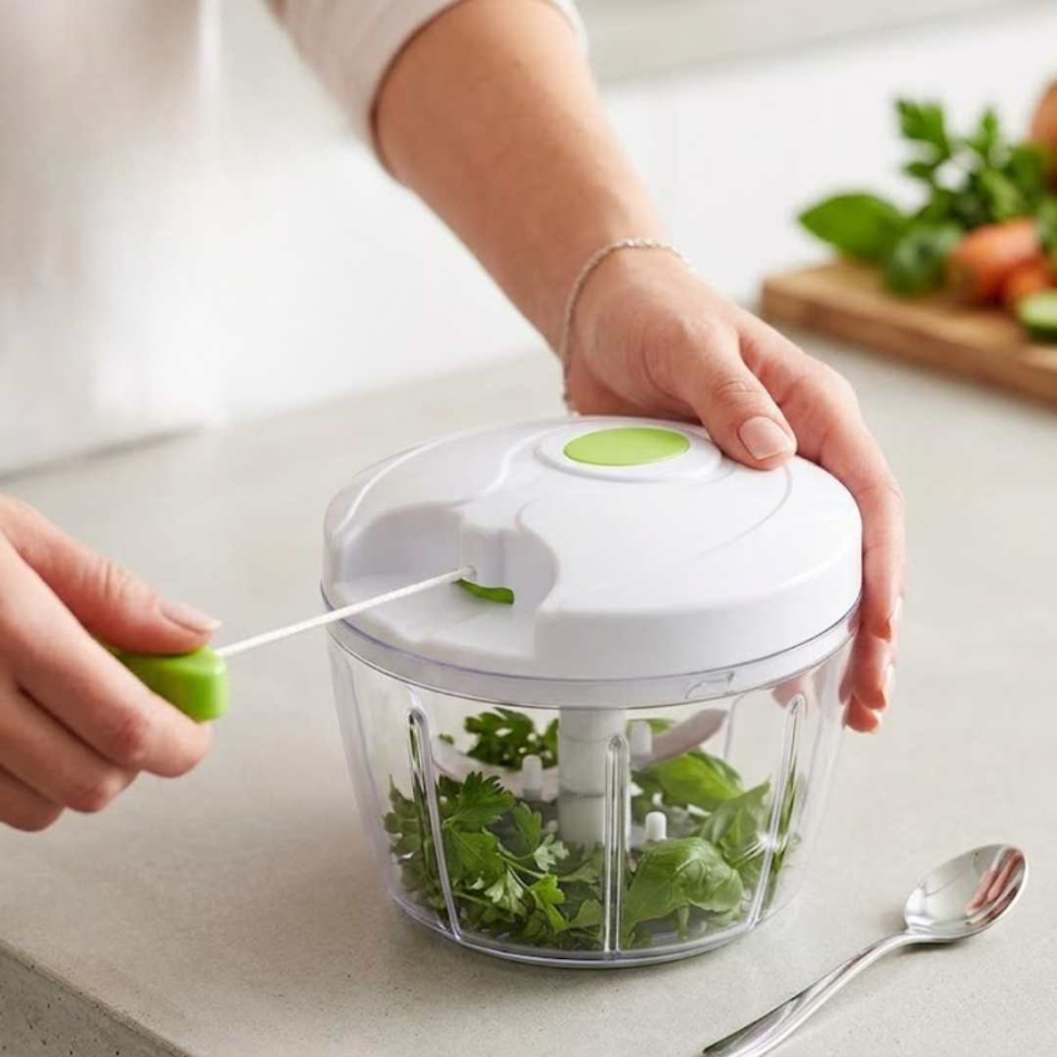 Triturador de Alimentos Manual 3 Lâminas Ultra Afiadas Pica Alho Cebola Legumes Rápido e Sem Esforço - #5