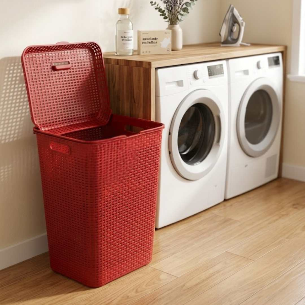 Cesto de Roupas 72L com Tampa Organizador Premium em Polipropileno Resistente Design Moderno Grande Capacidade e Anti-Odor para Seu Lar - #13