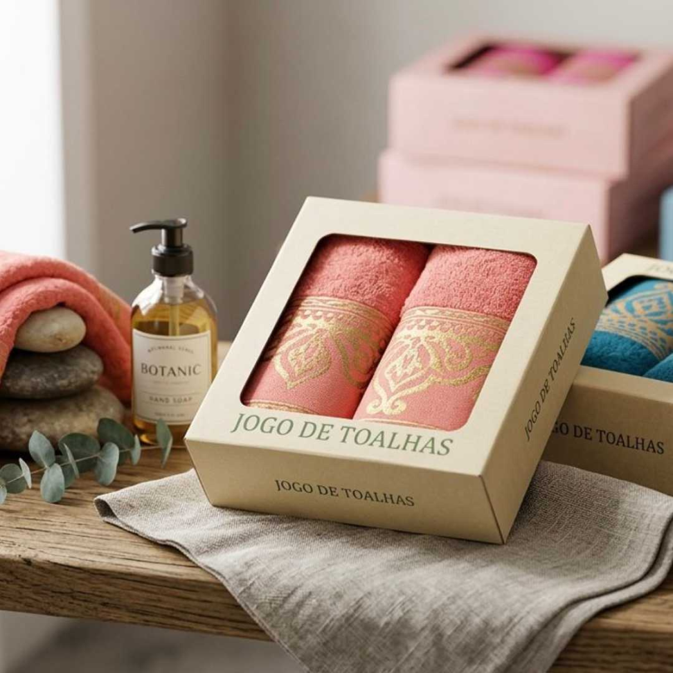 Kit Toalhas Luxo 2 Peças 100% Algodão Alta Absorção Durável e Super Confortável - #17