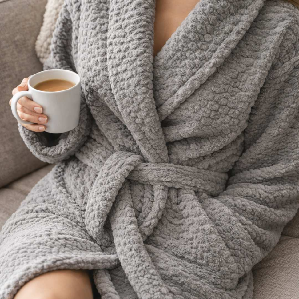 Roupão Premium Ultra Macio Texturizado Conforto Elegância e Aconchego para o Inverno - #8