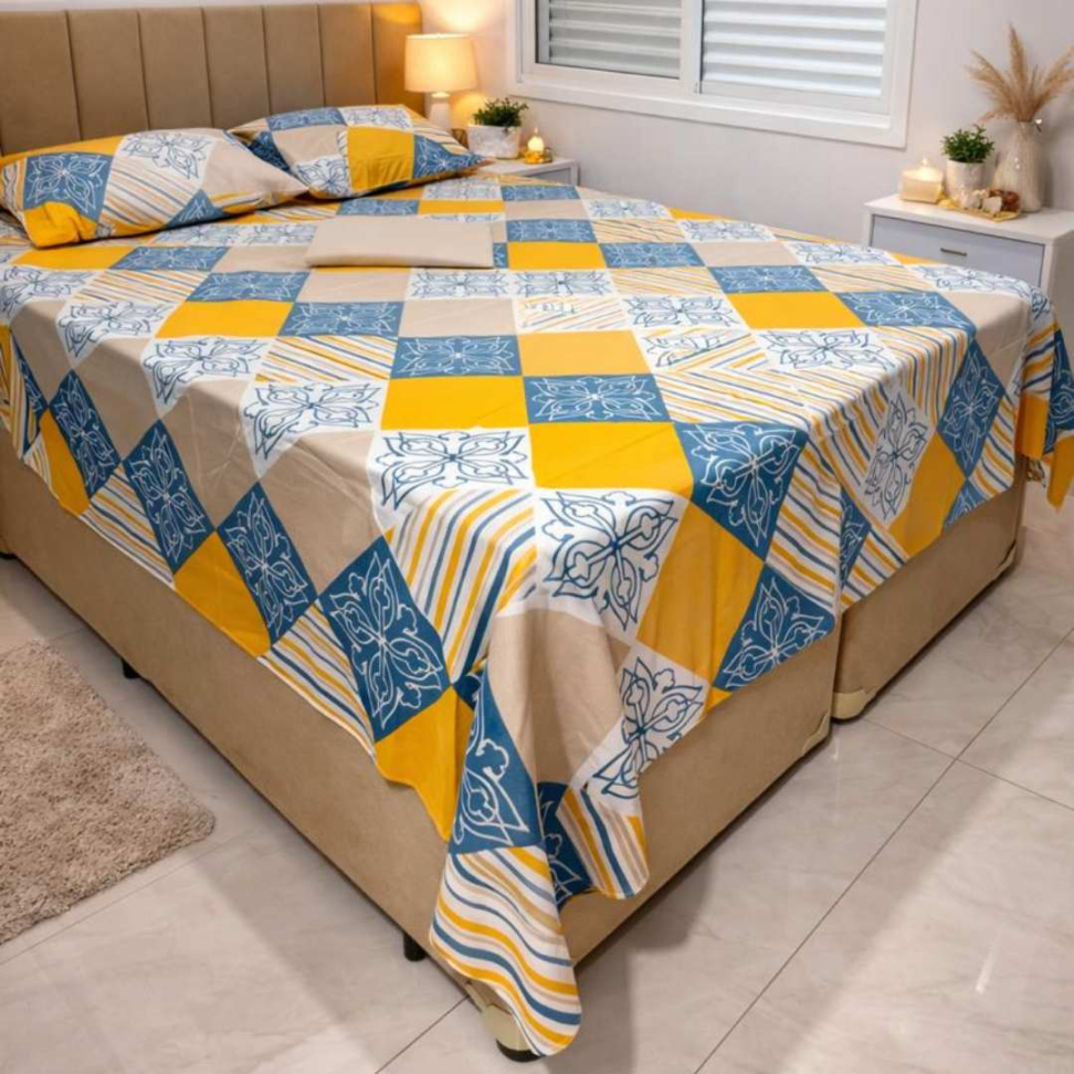Jogo de Lençol Queen 4 Peças Floral Premium com Elástico Toque Macio 60% Algodão Conforto e Elegância para Seu Quarto. - #8