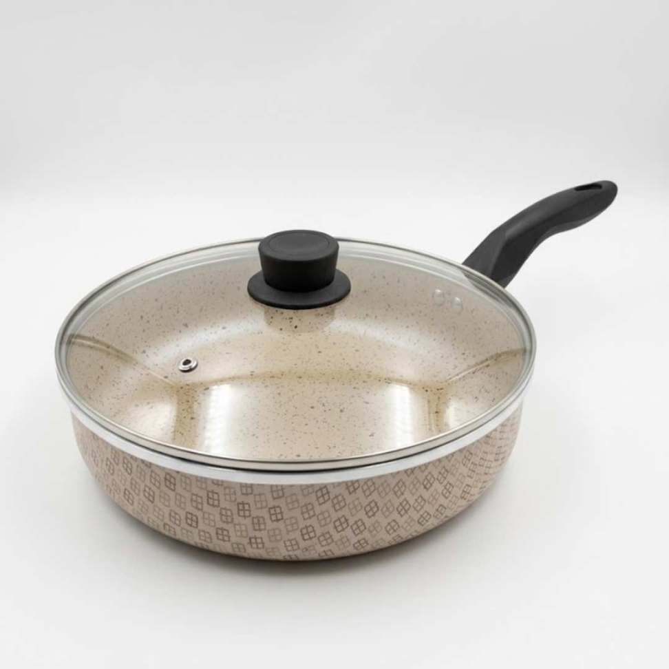 Frigideira Média Antiaderente Premium com Tampa de Vidro Cozinha Prática Não Gruda e Fácil de Limpar. - #5