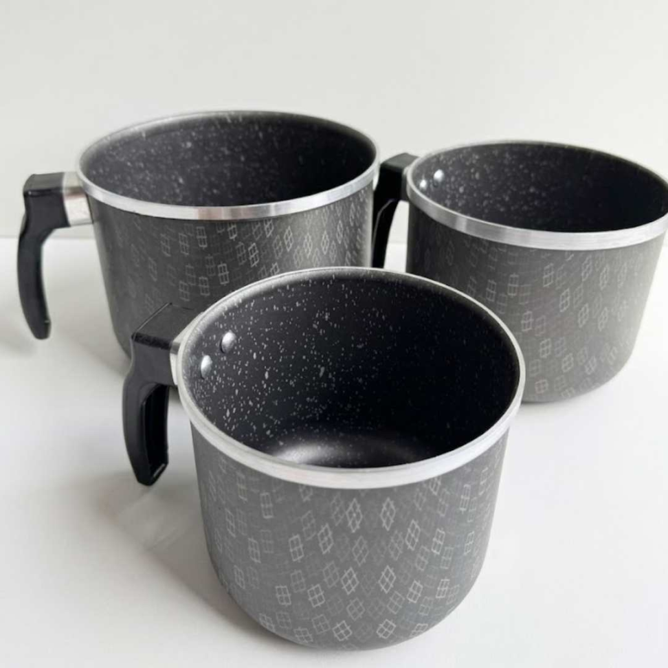 Jogo de Canecos 3 Peças Antiaderente Teflon Premium Panelas Pequenas Resistentes com Cabo Ideal para Leite Café e Molhos - #9