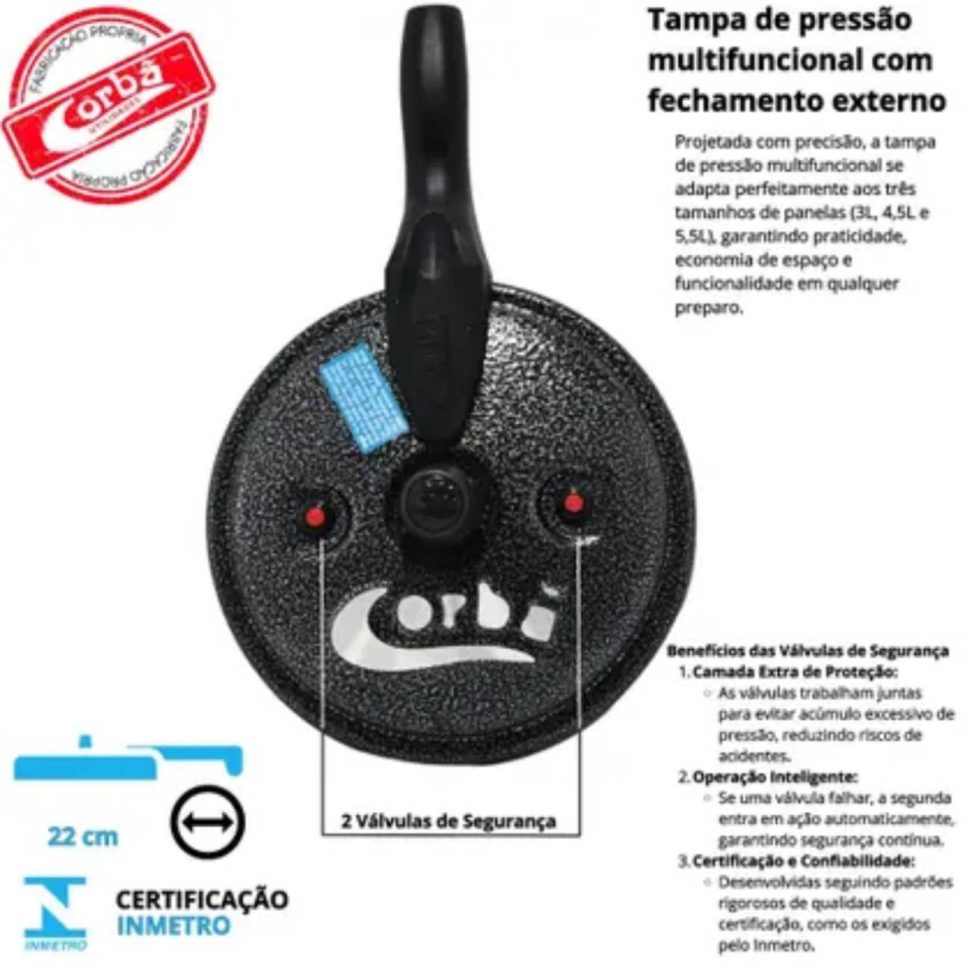 Kit 3 Panela Pressão Qatar 3,0 - 4,5 - 5,5 Litros Corbã - #8