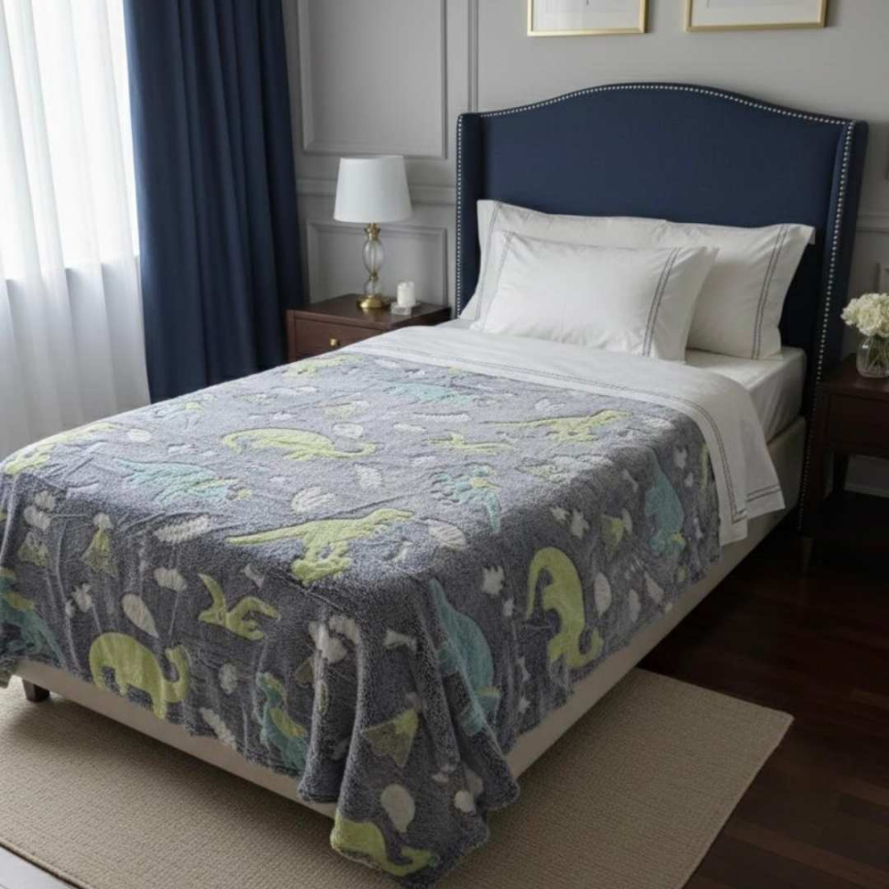 Manta Infantil que Brilha no Escuro 1,80x2,00 Cobertor Macio Estampas Divertidas Conforto e Magia para Crianças - #19