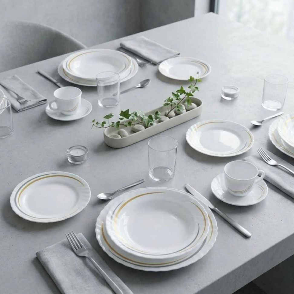 Jogo de Jantar 20 Peças Branco com Detalhes Dourados Elegância e Sofisticação para Sua Mesa Posta - #9