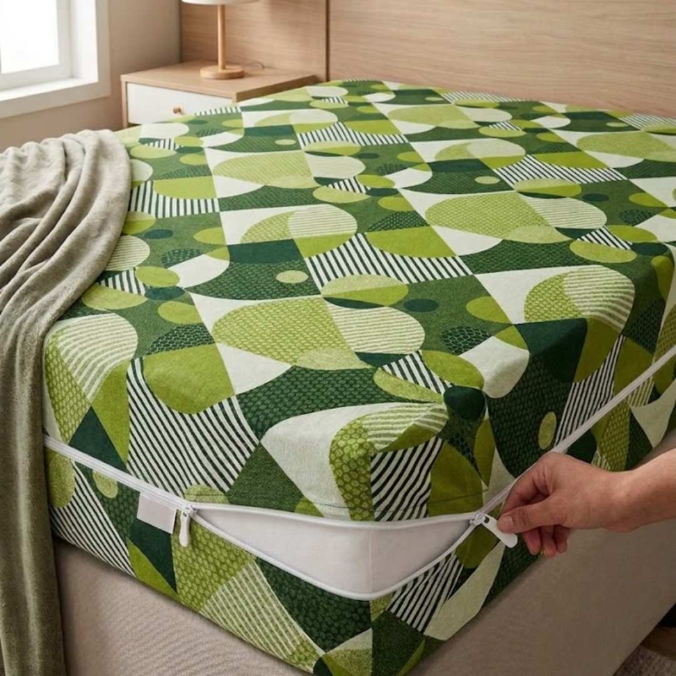 Capa para Colchão com Zíper Solteiro e Casal Protetor 70% Algodão 30% Poliéster Altura até 28cm Anti Poeira e Durável - #4