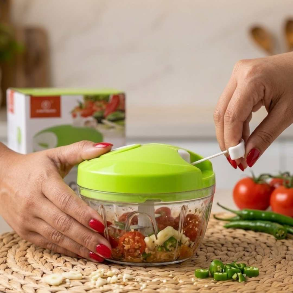 Triturador de Alimentos Manual 3 Lâminas Ultra Afiadas Pica Alho Cebola Legumes Rápido e Sem Esforço - #2