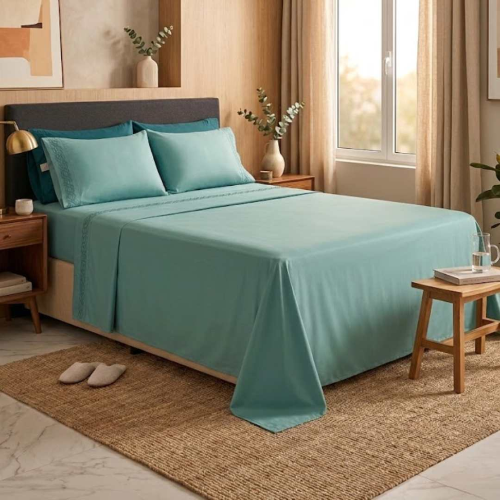 Jogo de Lençol Premium Bordado Casal - Queen e King Toque Macio Elegante e Confortável – 3 e 4 Peças - #6