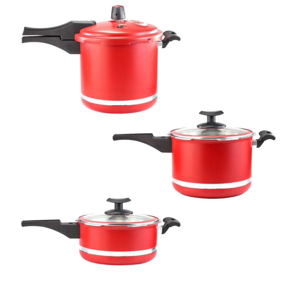 Kit Panelas 3 Peças + Tampa de Pressão Multifuncional Alumínio Resistente 5,5L + 4,5L + 3L Cozinha Completa Prática e Segura - #5