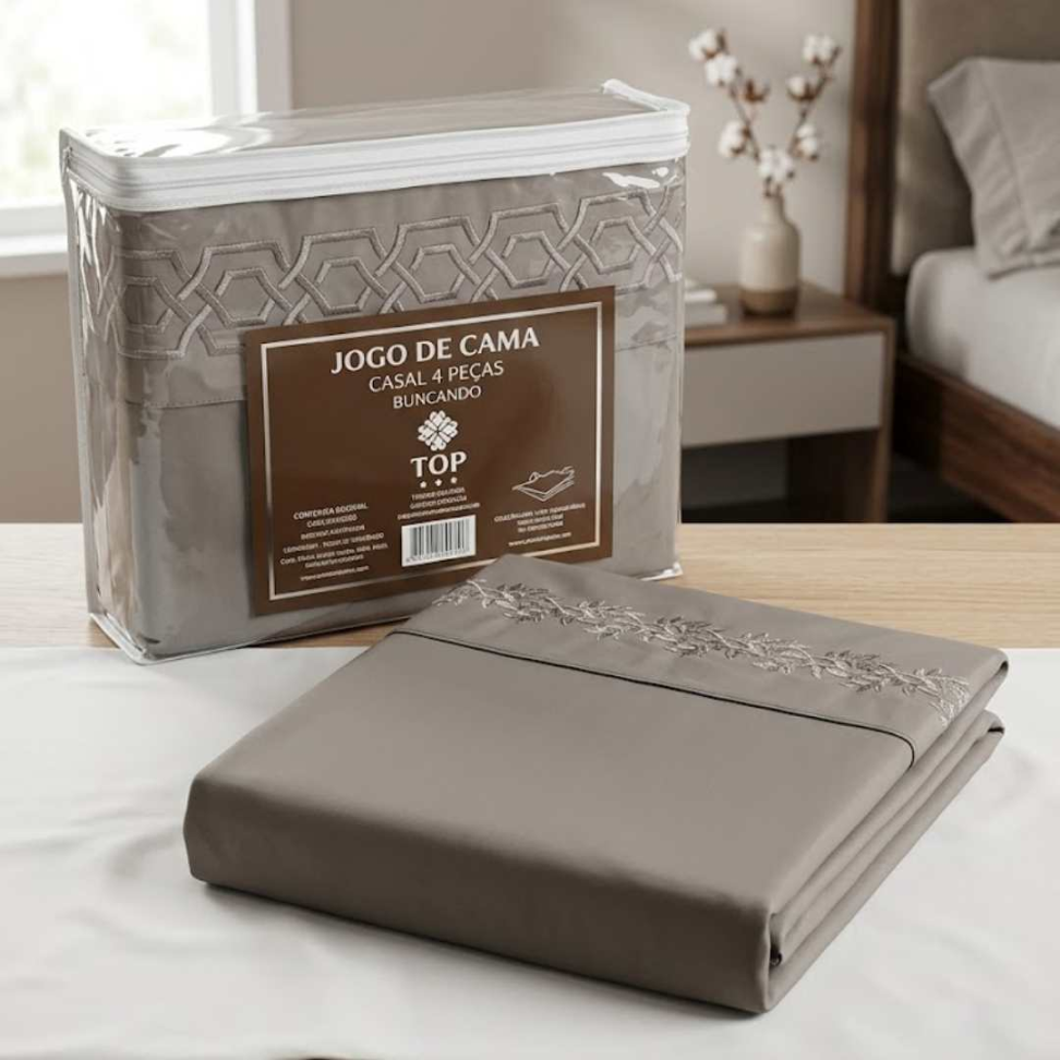 Jogo de Lençol Solteiro 3 Peças Premium Bordado Lençol com Elástico + Lençol de Cima + Fronha Toque Macio e Confortável - #5