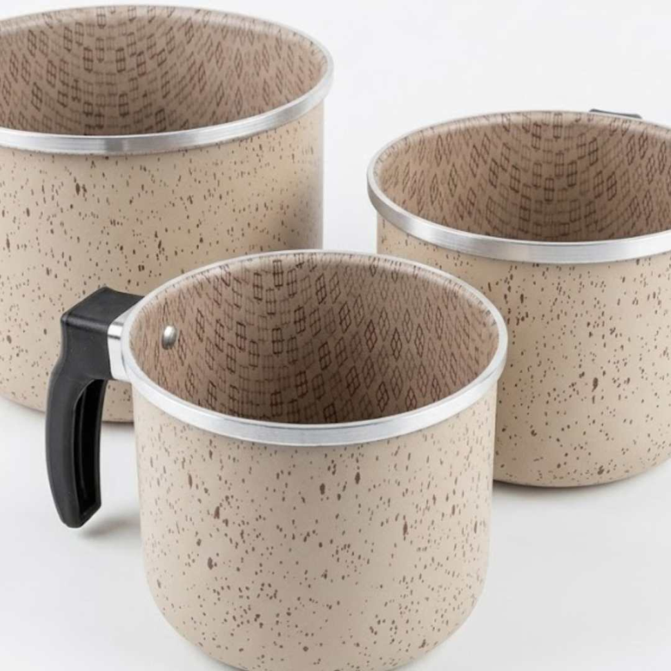 Jogo de Canecos 3 Peças Antiaderente Teflon Premium Panelas Pequenas Resistentes com Cabo Ideal para Leite Café e Molhos - #7