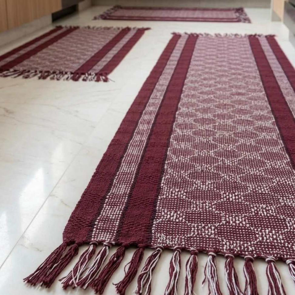 Jogo de Tapete Cozinha 3 Peças 100% Algodão Kit Completo com Passadeira + 2 Tapetes Super Resistente e Elegante. - #18