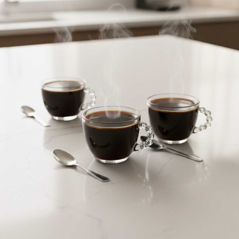 Jogo de Xícaras de Vidro 240ml com Alça Luxo de Bolinhas Kit 6 Peças Elegante para Café e Chá - #3