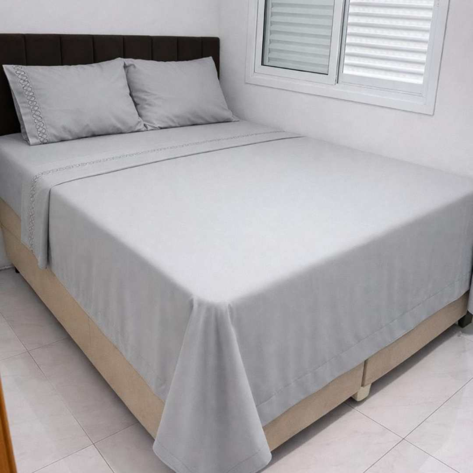 Jogo de Lençol Premium Bordado Casal - Queen e King Toque Macio Elegante e Confortável – 3 e 4 Peças - #8