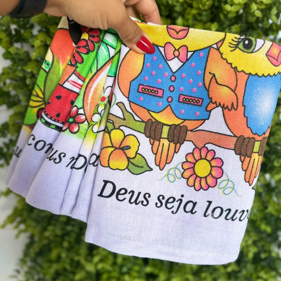 Kit 6 Panos de Prato Estampados Pano de Copa Alta Absorção Durável e Decorativo - #6