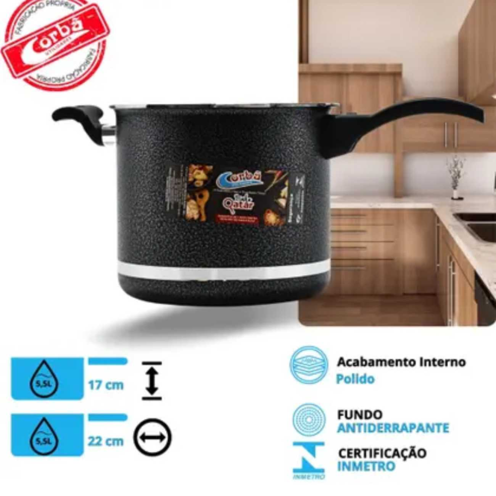 Kit 3 Panela Pressão Qatar 3,0 - 4,5 - 5,5 Litros Corbã - #7