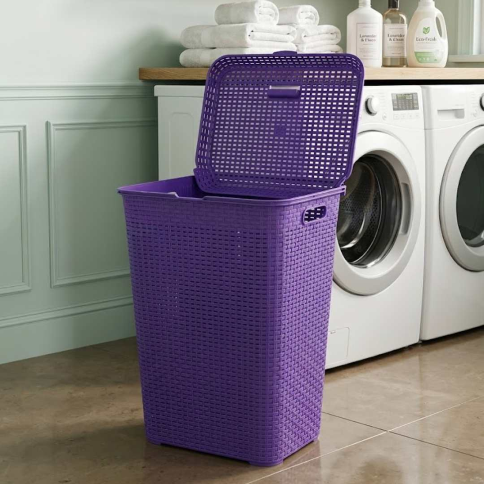 Cesto de Roupas 72L com Tampa Organizador Premium em Polipropileno Resistente Design Moderno Grande Capacidade e Anti-Odor para Seu Lar - #4