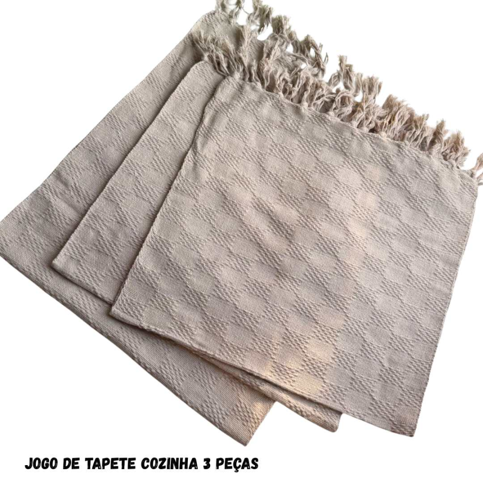 Jogo de Tapete Cozinha 3 Peças 100% Algodão Kit Completo com Passadeira + 2 Tapetes Super Resistente e Elegante. - #11