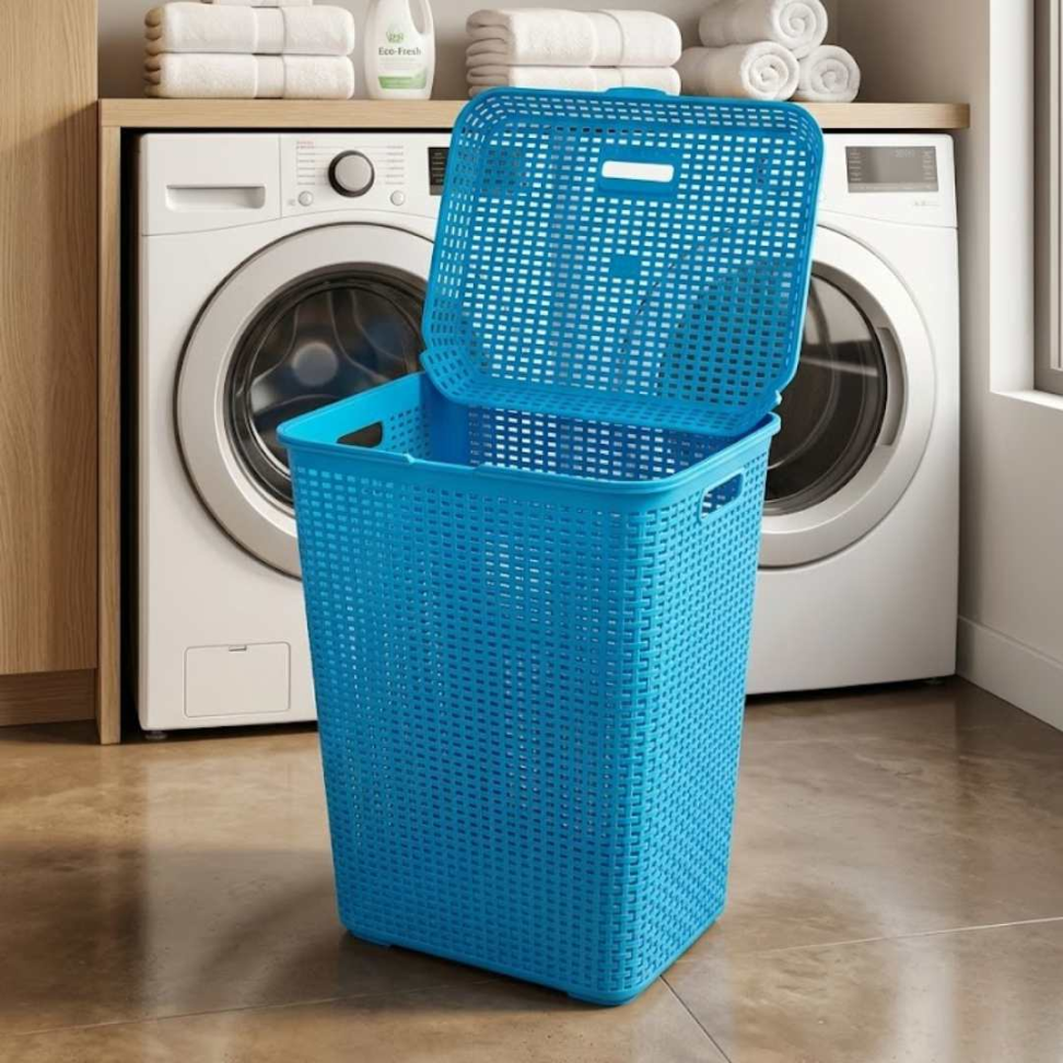 Cesto de Roupas 72L com Tampa Organizador Premium em Polipropileno Resistente Design Moderno Grande Capacidade e Anti-Odor para Seu Lar - #7