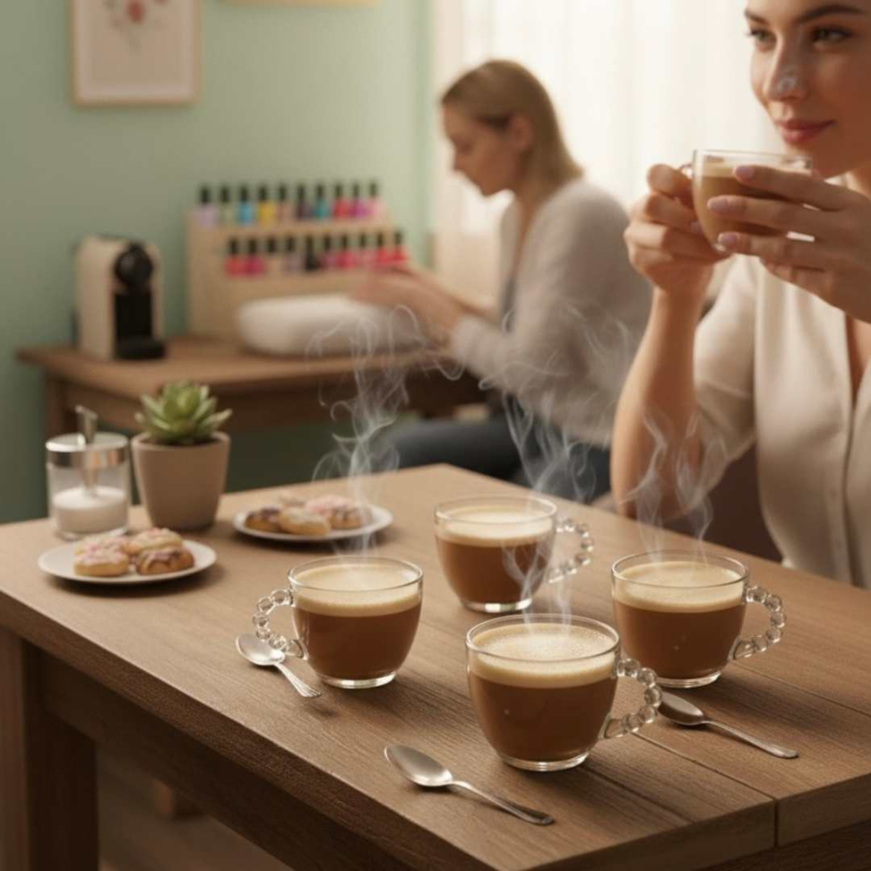 Jogo de Xícaras de Vidro 240ml com Alça Luxo de Bolinhas Kit 6 Peças Elegante para Café e Chá - #7