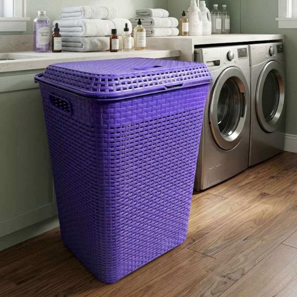 Cesto de Roupas 72L com Tampa Organizador Premium em Polipropileno Resistente Design Moderno Grande Capacidade e Anti-Odor para Seu Lar - #6