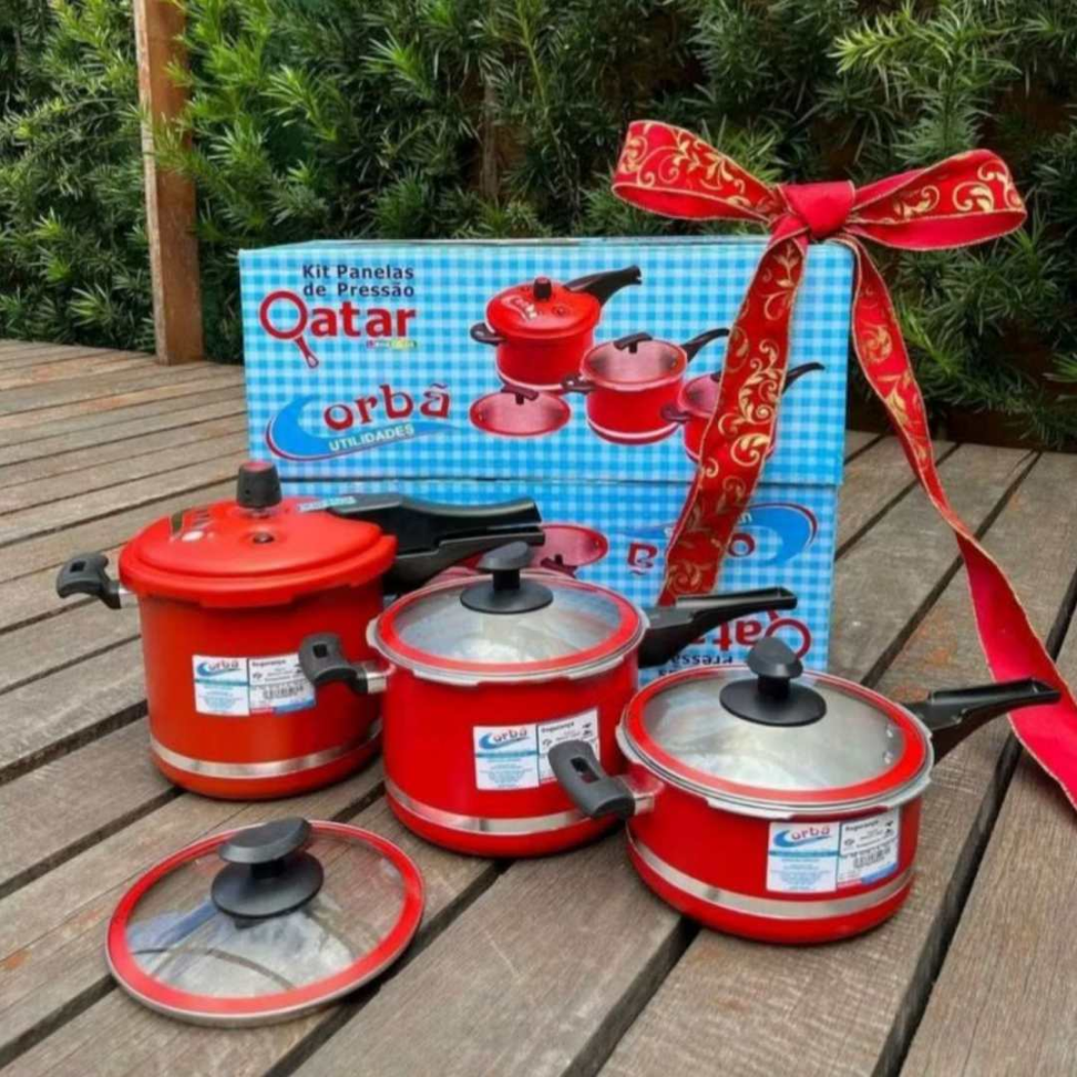 Kit Panelas 3 Peças + Tampa de Pressão Multifuncional Alumínio Resistente 5,5L + 4,5L + 3L Cozinha Completa Prática e Segura - #6