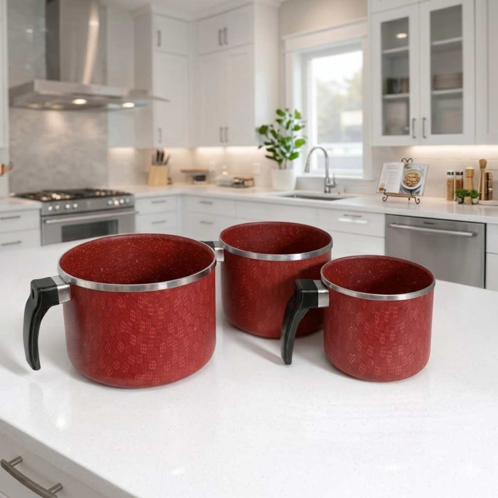 Jogo de Canecos 3 Peças Antiaderente Teflon Premium Panelas Pequenas Resistentes com Cabo Ideal para Leite Café e Molhos - #3