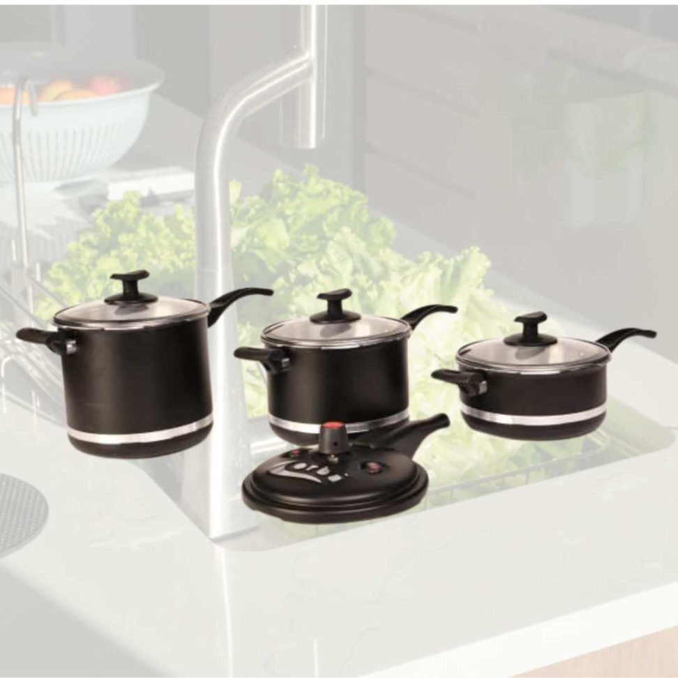 Kit Panelas 3 Peças + Tampa de Pressão Multifuncional Alumínio Resistente 5,5L + 4,5L + 3L Cozinha Completa Prática e Segura - #3