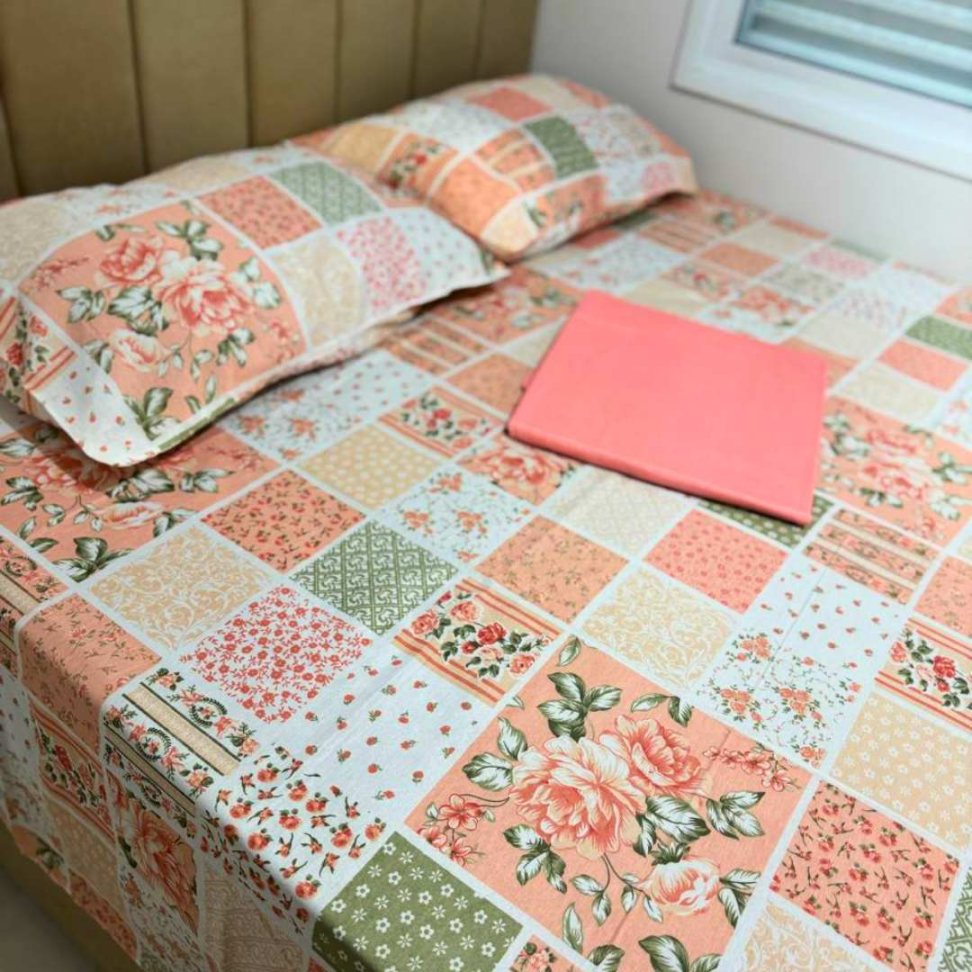 Jogo de Lençol Queen 4 Peças Floral Premium com Elástico Toque Macio 60% Algodão Conforto e Elegância para Seu Quarto. - #5