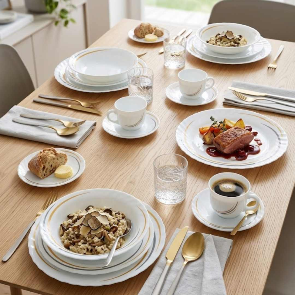 Jogo de Jantar 20 Peças Branco com Detalhes Dourados Elegância e Sofisticação para Sua Mesa Posta - #6