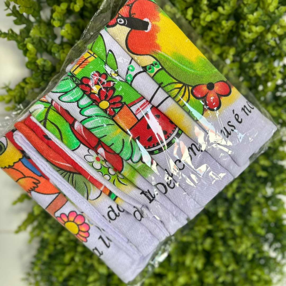 Kit 6 Panos de Prato Estampados Pano de Copa Alta Absorção Durável e Decorativo - #9