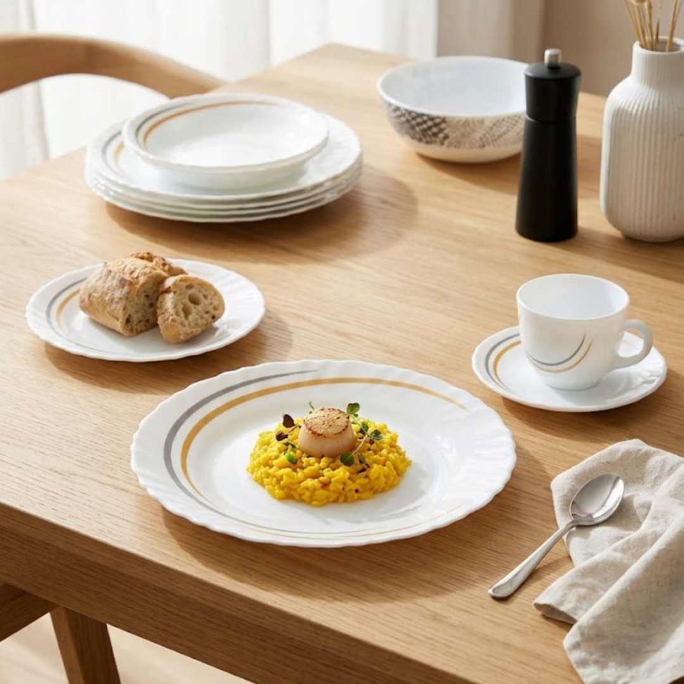 Jogo de Jantar 20 Peças Branco com Detalhes Dourados Elegância e Sofisticação para Sua Mesa Posta - #7