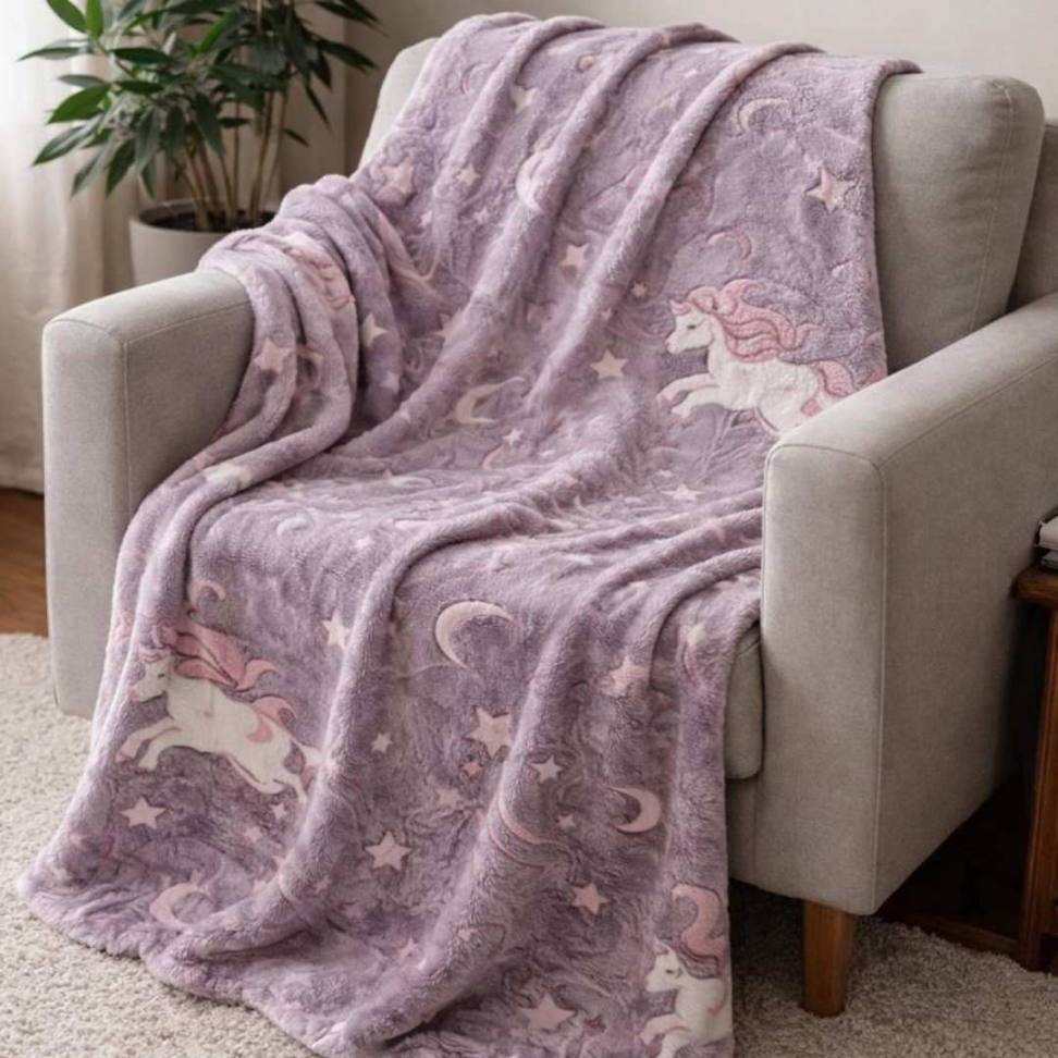 Manta Infantil que Brilha no Escuro 1,80x2,00 Cobertor Macio Estampas Divertidas Conforto e Magia para Crianças - #27