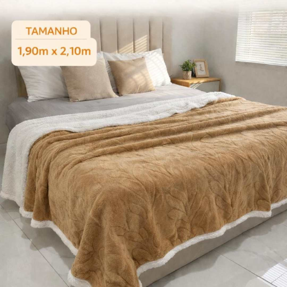 Manta Sherpa Premium Casal Queen Ultra Macia Quentinha e Aconchegante Toque de Pelo de Carneiro Luxo para Inverno 1,90X2,10 - #19