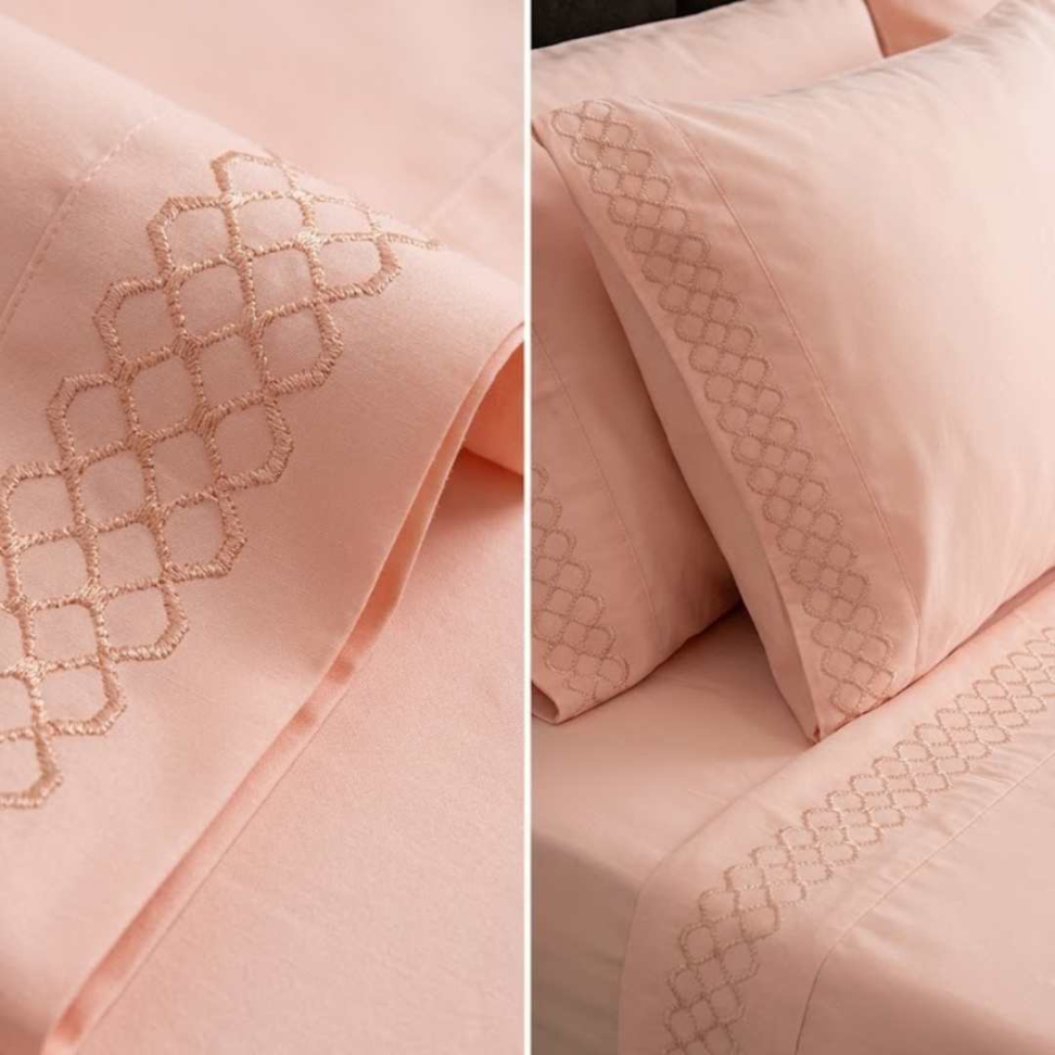 Jogo de Lençol Premium Bordado Casal - Queen e King Toque Macio Elegante e Confortável – 3 e 4 Peças - #4