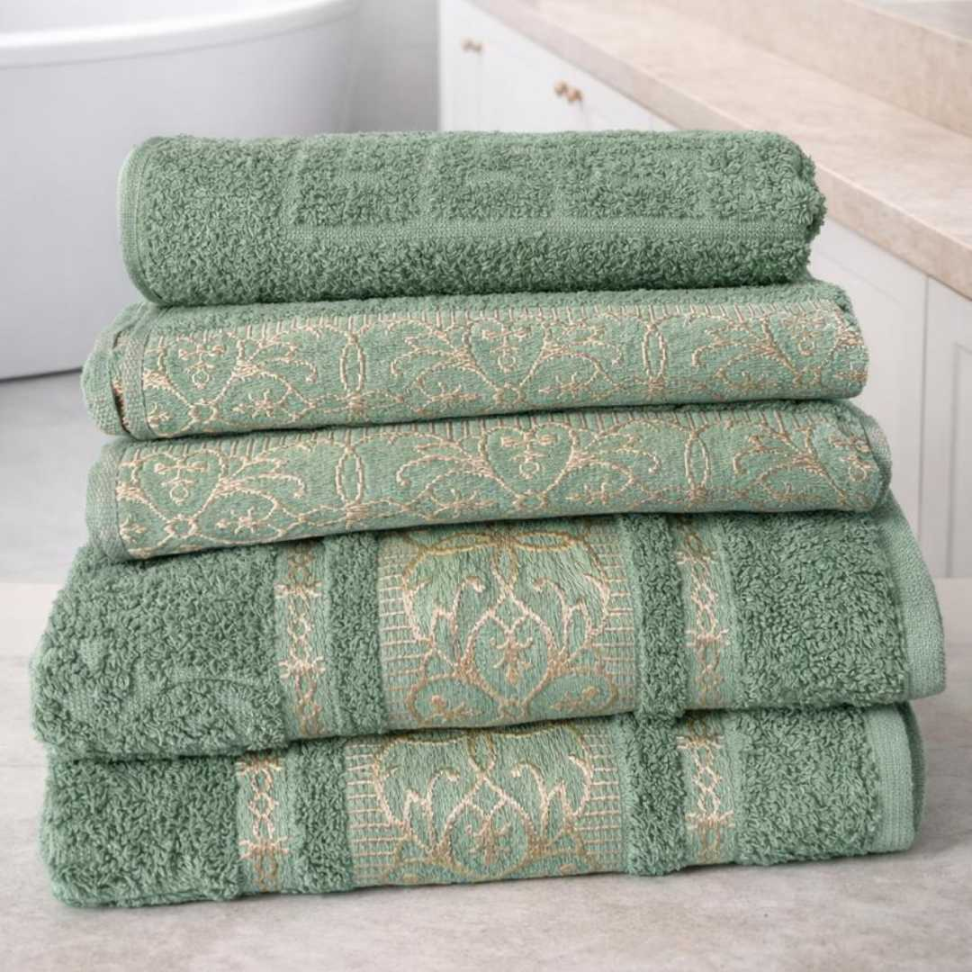 Jogo de Toalhas 5 Peças 100% Algodão Premium Super Macias Alta Absorção Banho + Rosto + Piso Luxo - #6