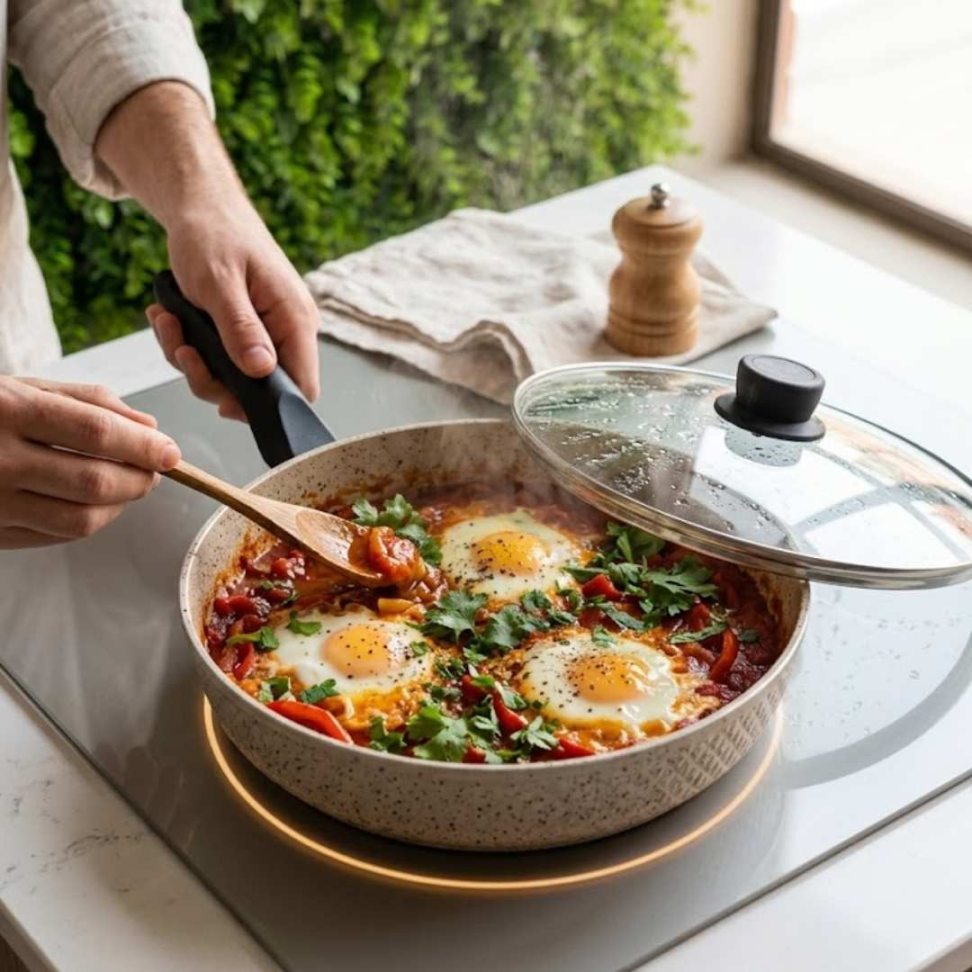 Frigideira Média Antiaderente Premium com Tampa de Vidro Cozinha Prática Não Gruda e Fácil de Limpar. - #4