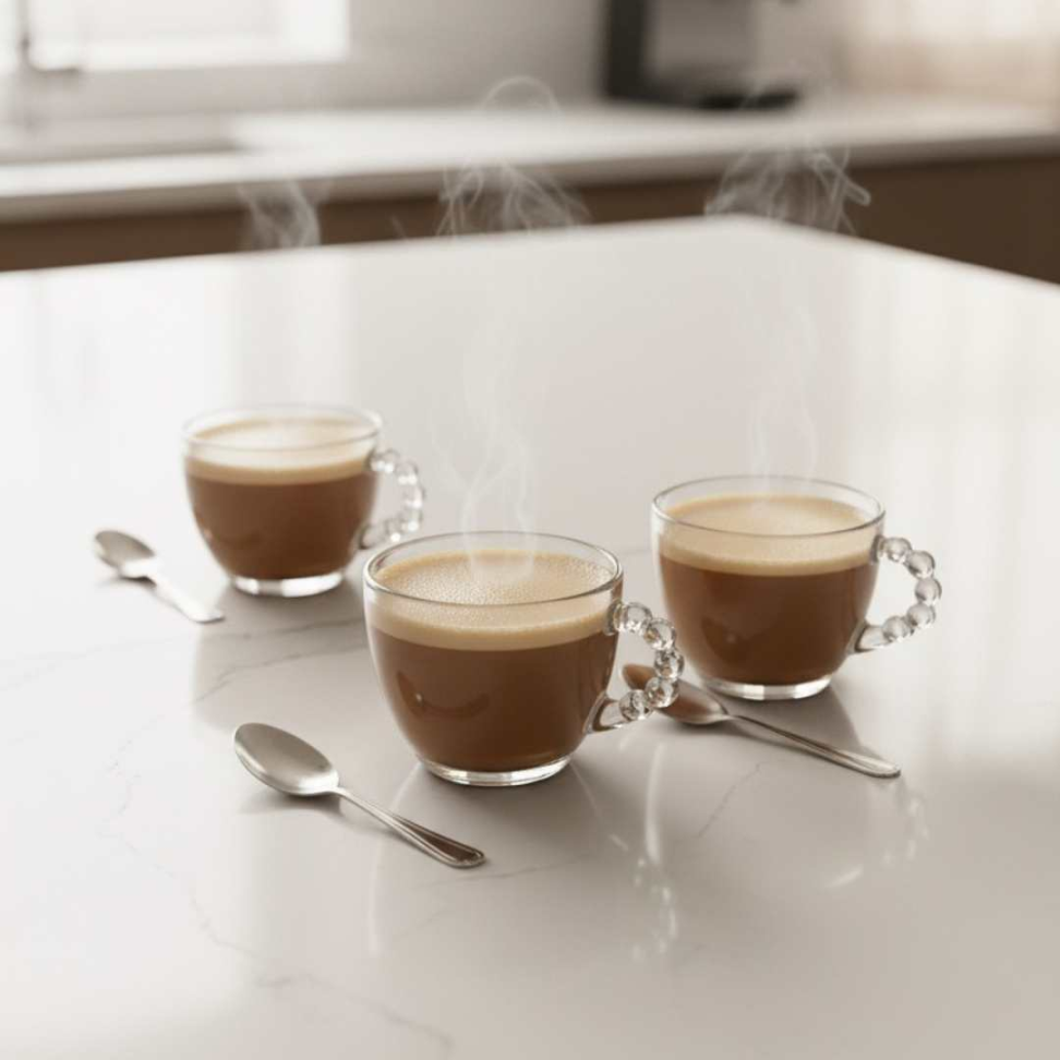 Jogo de Xícaras de Vidro 240ml com Alça Luxo de Bolinhas Kit 6 Peças Elegante para Café e Chá - #4