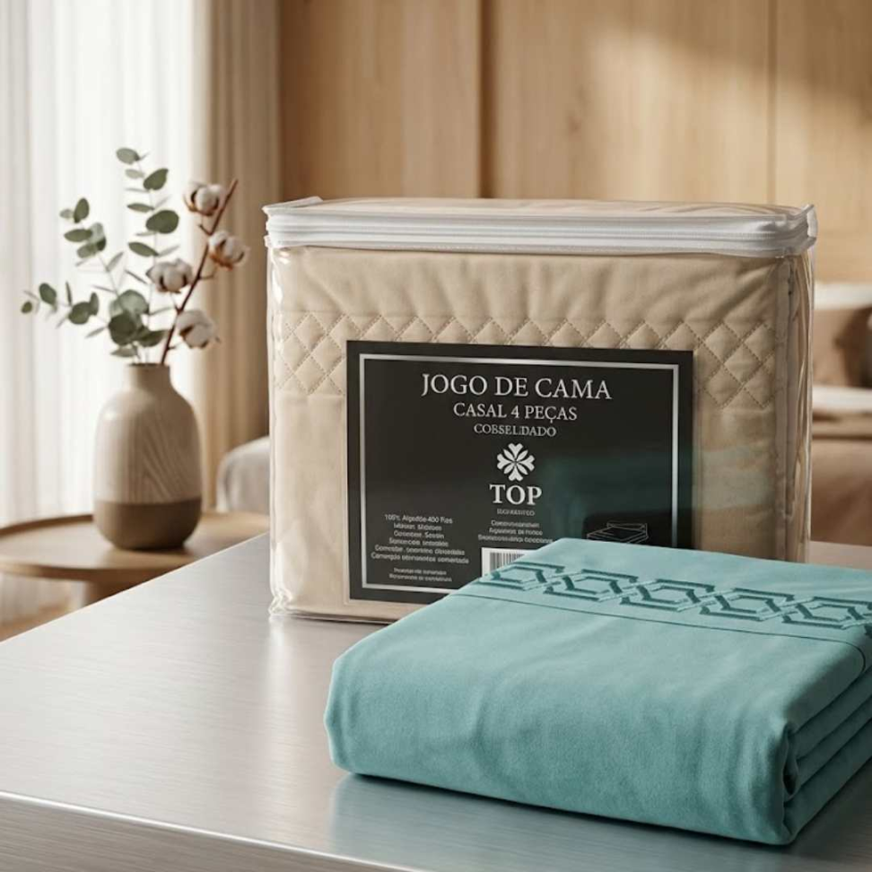 Jogo de Lençol Solteiro 3 Peças Premium Bordado Lençol com Elástico + Lençol de Cima + Fronha Toque Macio e Confortável - #2