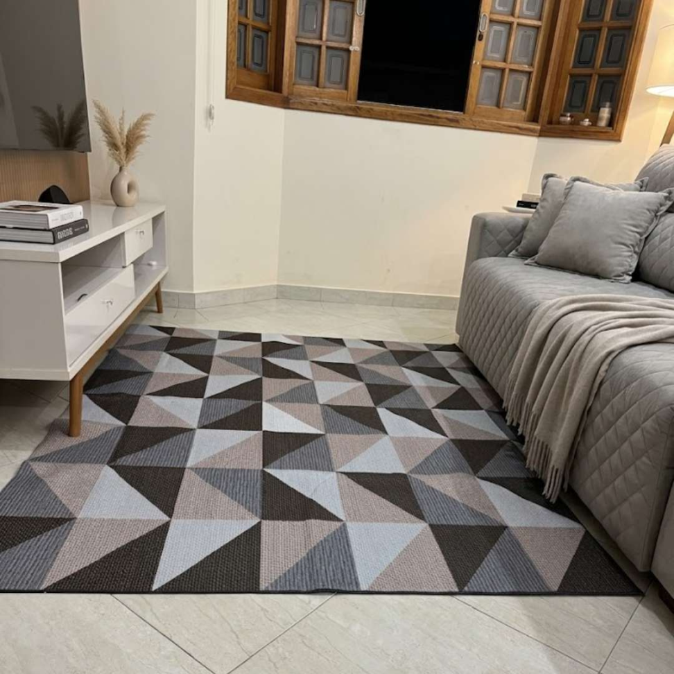 Tapete Moderno 1,50x2,00 Antiderrapante Geométrico Premium Acabamento Invisível e Alta Qualidade para Sala e Quarto - #4