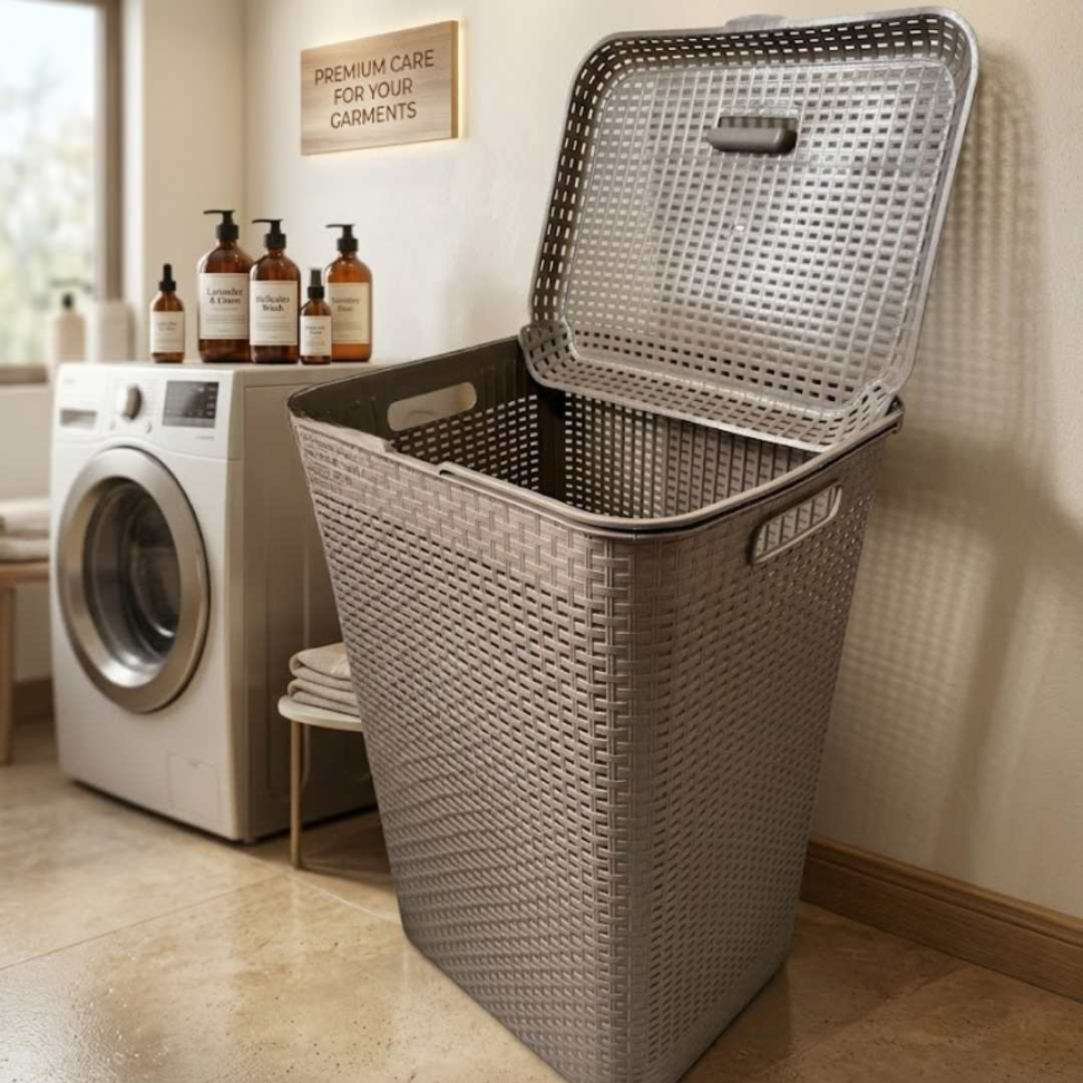 Cesto de Roupas 72L com Tampa Organizador Premium em Polipropileno Resistente Design Moderno Grande Capacidade e Anti-Odor para Seu Lar - #2