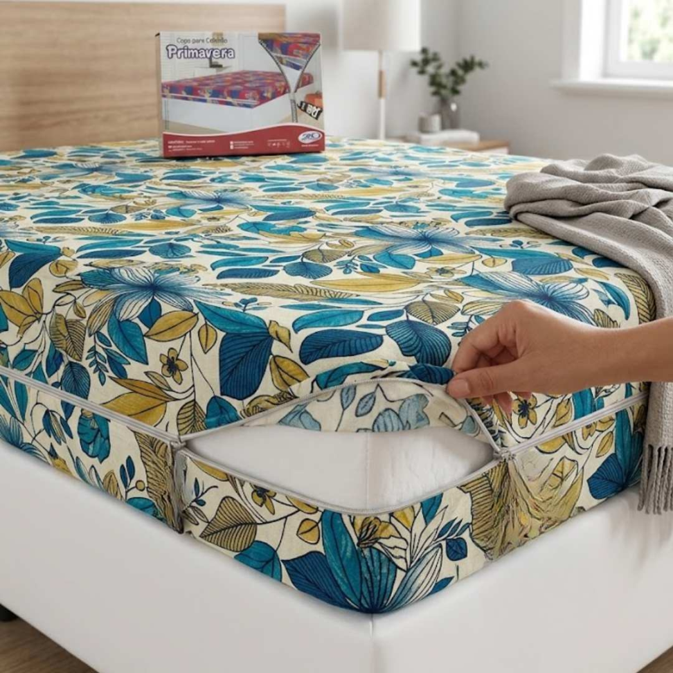 Capa para Colchão com Zíper Solteiro e Casal Protetor 70% Algodão 30% Poliéster Altura até 28cm Anti Poeira e Durável - #6