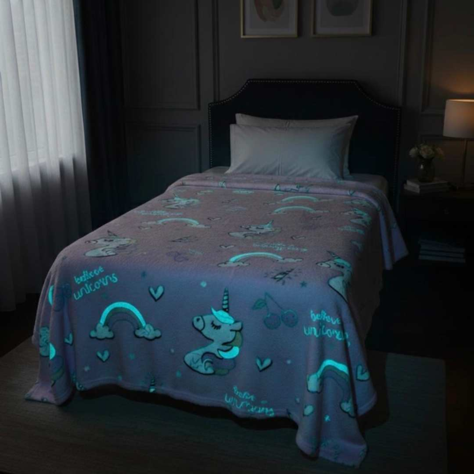 Manta Infantil que Brilha no Escuro 1,80x2,00 Cobertor Macio Estampas Divertidas Conforto e Magia para Crianças - #12
