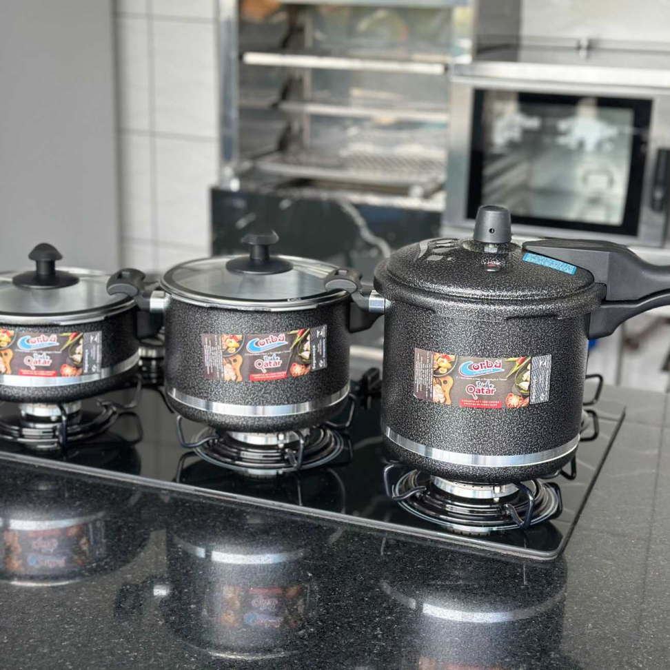 Kit 3 Panela Pressão Qatar 3,0 - 4,5 - 5,5 Litros Corbã - #10