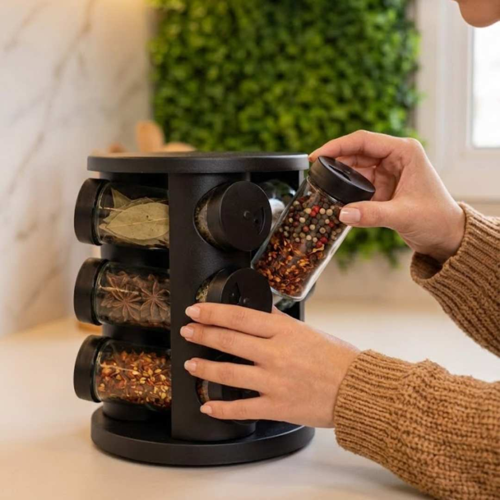 Porta Temperos Giratório 9 Potes + Suporte Moderno Organização Praticidade e Elegância para sua Cozinha. - #8