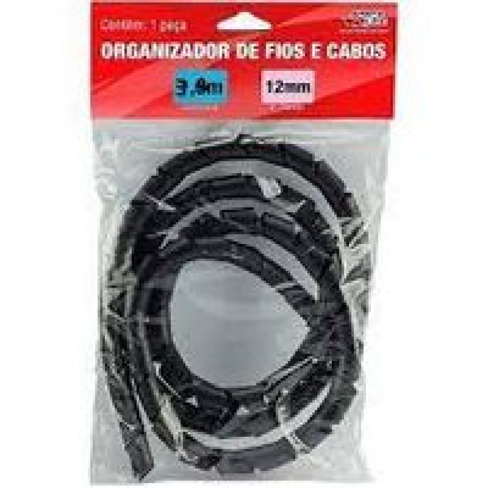Organizador Fios Espiral PRETO 12mm C/1m