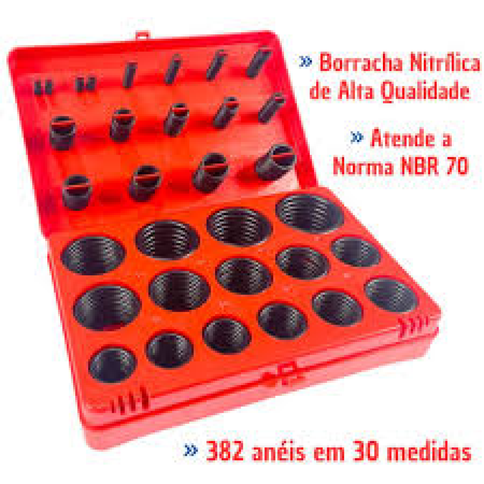 Caixa Orings VERMELHA Polegada C/382un