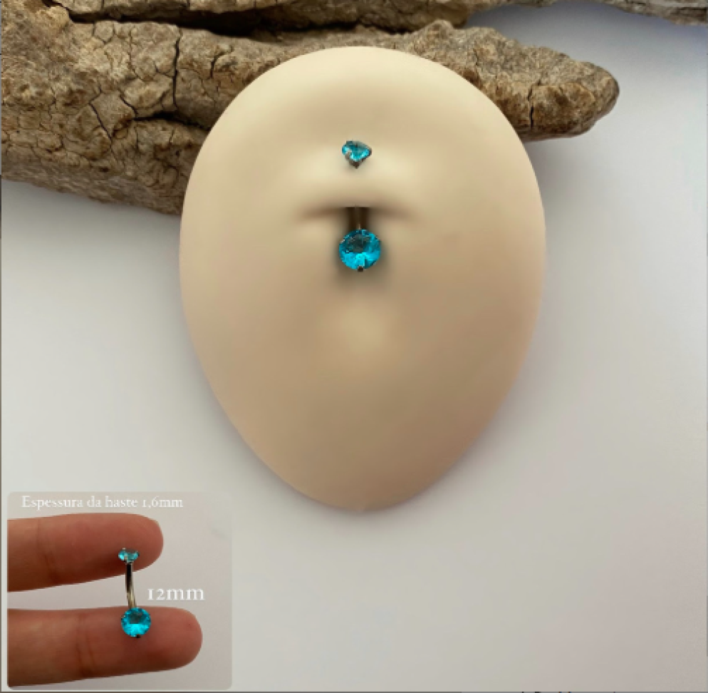 Piercing Umbigo Esferas Azuis